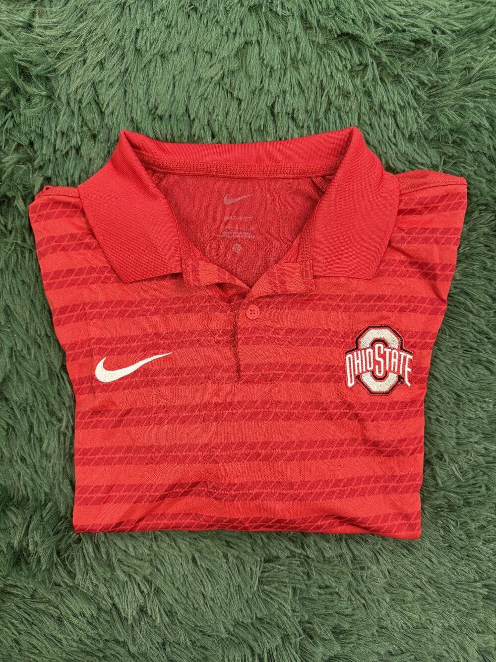 Nike Ohio State Buckeyes Red Dri-FIT Polo Shirt Men's Size L NCAA Fan Apparel